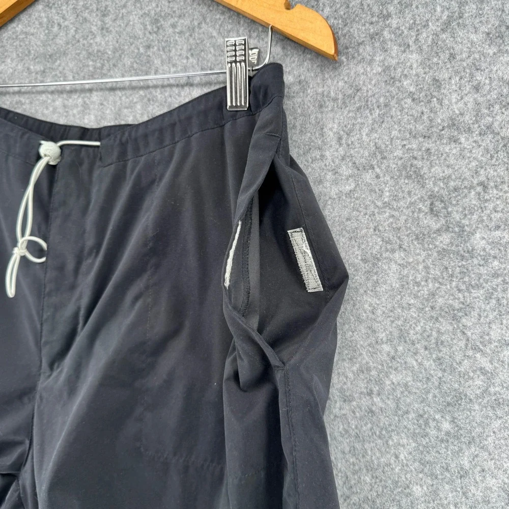Y2K Nike Rain Pants Mens L Black Mesh Lined Button Hem Baggy  Outdoor